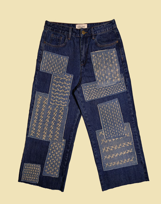 Sashiko Spirit - High Rise Wide Leg Cropped